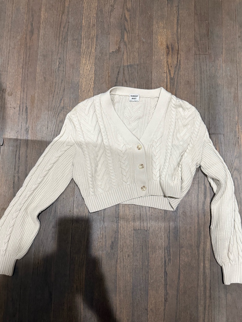 Sunday Best Cream Cable Knit Cropped Cardigan